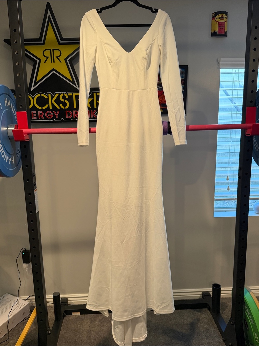 LULUS Elegant White Long Sleeve V-Neck Maxi Dress